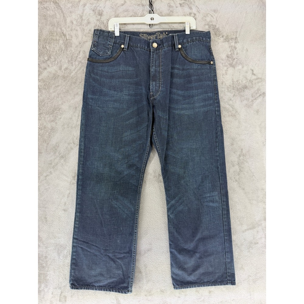 Levi's SilverTab Jeans Mens 38x30 Slim Boot Dark Wash Studded Pocket EUC